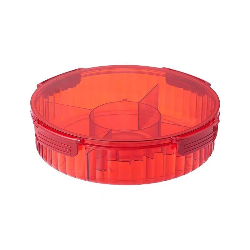 Round Plastic Divided Serving Tray with Lid 
