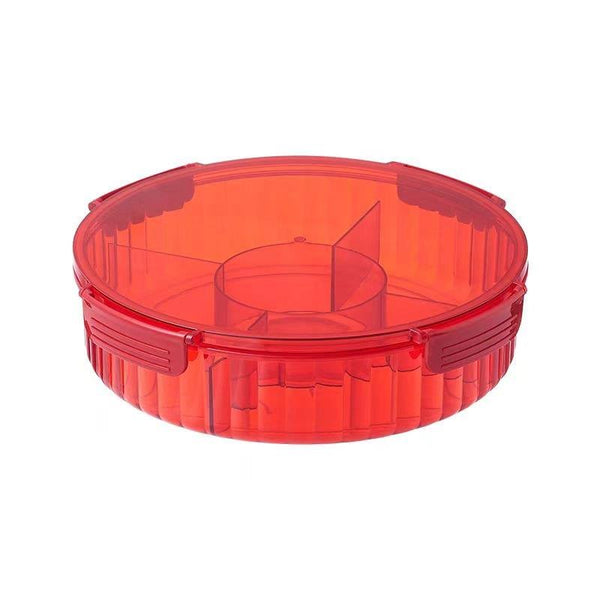 Round Plastic Divided Serving Tray with Lid 