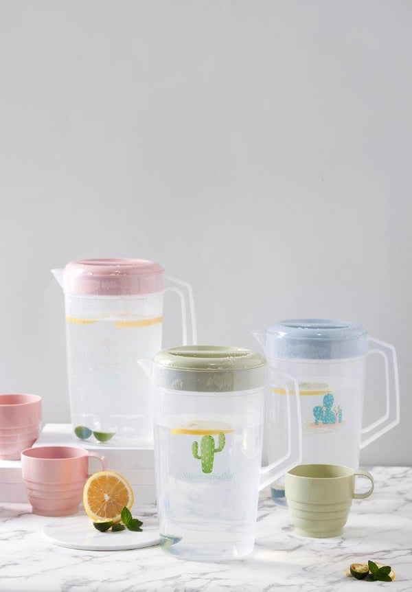 Premium Plastic Beverage Jug Water Jug and Drink Cup Set (4pcs cups in set) 130*227/2200 ml