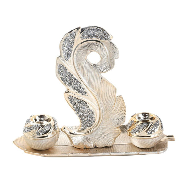 Ceramic Hand Crafted Gold Abstract Shaped Candleholder Plate 41.5*19*10.5/16*6.5*30/8.5*8.5*8 cm