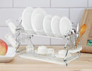 Kitchen Storage Chrome Dish Rack 2 Tier Cutlery Storage Organizer 53.5*25.5*37 cm