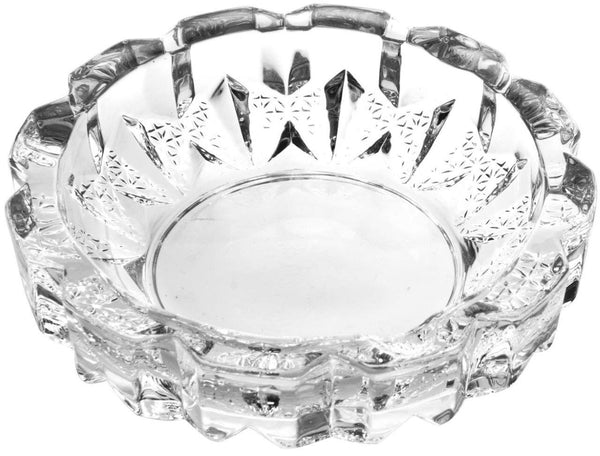 Crystal Cut Modern Clear Round Glass Ashtray