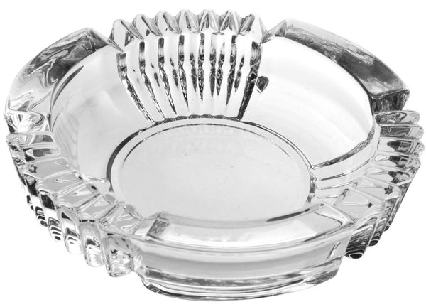 Crystal Cut Modern Clear Round Glass Ashtray