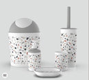 Plastic Colourful Bathroom Accessories Soap Dispenser Toothbrush Holder Set of 5 Pcs