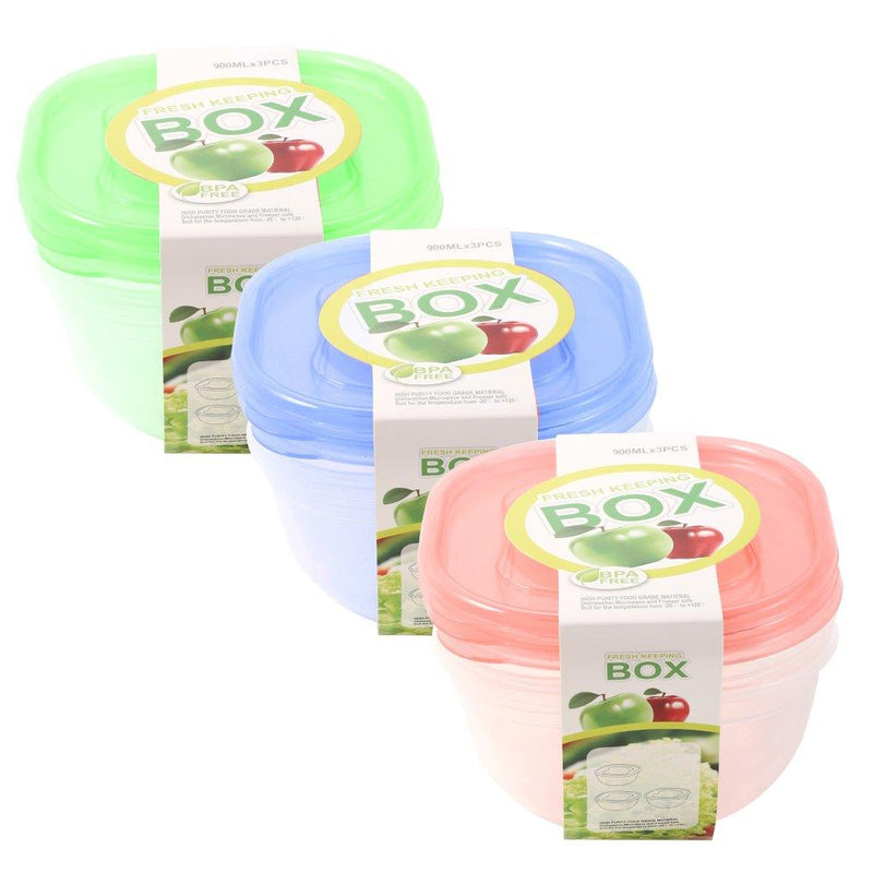 Multipurpose Clear Color BPA Free Lunch Box Plastic Storage Box Food Container 900 ml  16.2x16.2x8.4cm