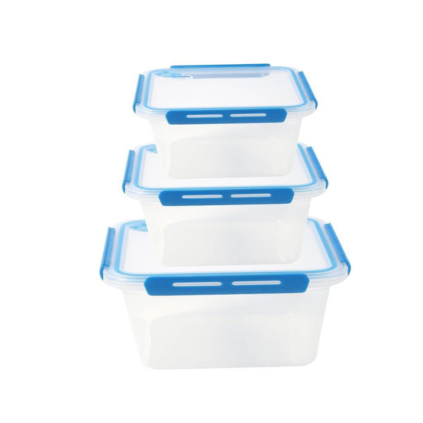 Multipurpose Clear Plastic Clip Lock Lunch Box  Storage Box Food Container Set of 3 Pcs 850 ml/600 ml/400 ml  15.5x12x9.6cm /15.5x12x6.9cm / 15.5x12x4.8cm