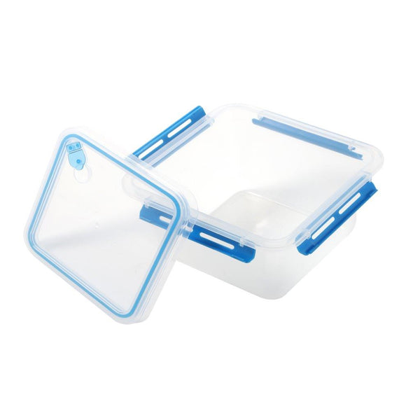 Multipurpose Clear Plastic Clip Lock Lunch Box  Storage Box Food Container Set of 3 Pcs 16x16x12.2cm 1650 ml/ 16x16x7.8cm 1000 ml/16x16x4.8cm 550 ml