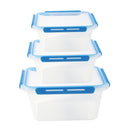 Multipurpose Clear Plastic Clip Lock Lunch Box  Storage Box Food Container Set of 3 Pcs 23.5x16x9.7cm 2000 ml/23.5x16x7cm 1400 ml/ 23.5x16x4.8cm 900 ml