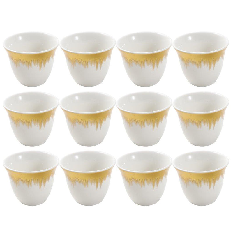 Ceramic Coffee Cawa Shafee Cup Set of 12 Pcs Abstract Design 6.5*5 cm 75 ml