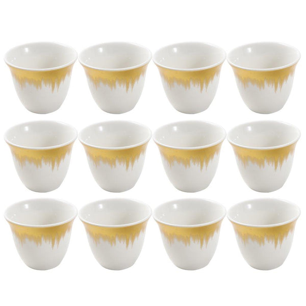 Ceramic Coffee Cawa Shafee Cup Set of 12 Pcs Abstract Design 6.5*5 cm 75 ml