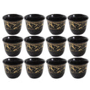 Ceramic Coffee Cawa Shafee Cup Set of 12 Pcs Abstract Design 6.5*5 cm 75 ml