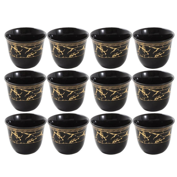 Ceramic Coffee Cawa Shafee Cup Set of 12 Pcs Abstract Design 6.5*5 cm 75 ml