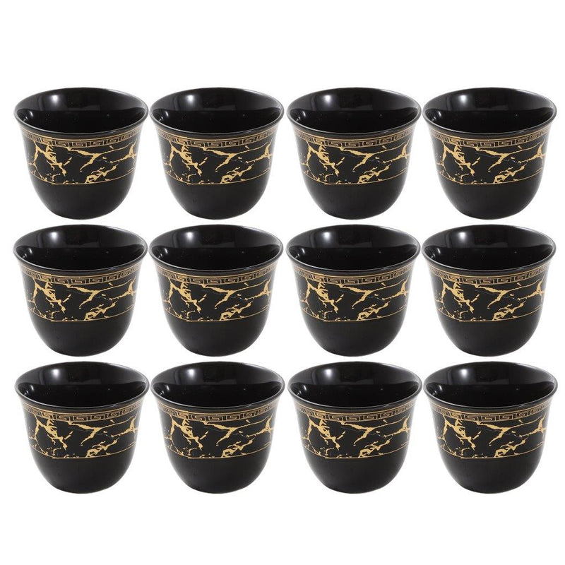 Ceramic Coffee Cawa Shafee Cup Set of 12 Pcs Abstract Design 6.5*5 cm 75 ml