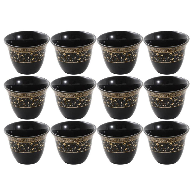 Ceramic Coffee Cawa Shafee Cup Set of 12 Pcs Abstract Design 6.5*5 cm 75 ml