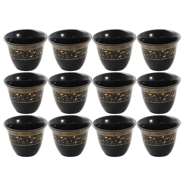 Ceramic Coffee Cawa Shafee Cup Set of 12 Pcs Abstract Design 6.5*5 cm 75 ml