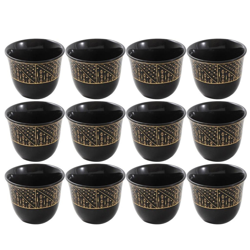 Ceramic Coffee Cawa Shafee Cup Set of 12 Pcs Abstract Design 6.5*5 cm 75 ml