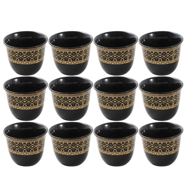 Ceramic Coffee Cawa Shafee Cup Set of 12 Pcs Abstract Design 6.5*5 cm 75 ml