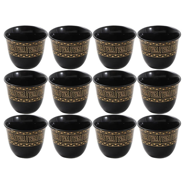 Ceramic Coffee Cawa Shafee Cup Set of 12 Pcs Abstract Design 6.5*5 cm 75 ml