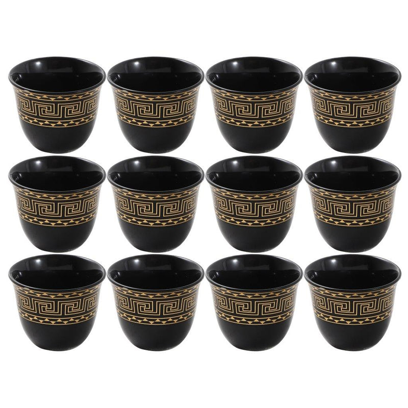 Ceramic Coffee Cawa Shafee Cup Set of 12 Pcs Abstract Design 6.5*5 cm 75 ml