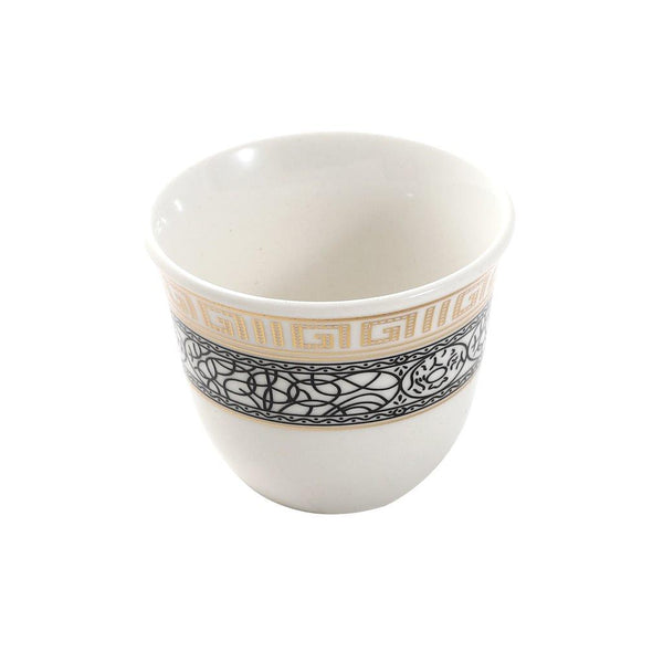 Ceramic Coffee Cawa Shafee Cup Set of 12 Pcs Abstract Design 6.5*5 cm 75 ml