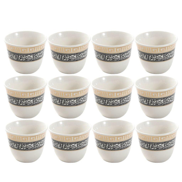 Ceramic Coffee Cawa Shafee Cup Set of 12 Pcs Abstract Design 6.5*5 cm 75 ml