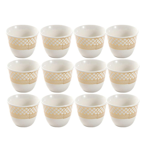 Ceramic Coffee Cawa Shafee Cup Set of 12 Pcs Abstract Design 6.5*5 cm 75 ml