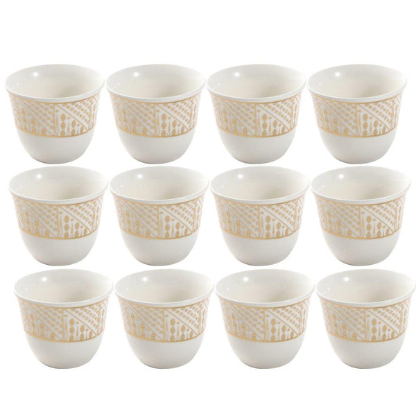 Ceramic Coffee Cawa Shafee Cup Set of 12 Pcs Abstract Design 6.5*5 cm 75 ml