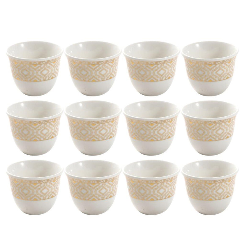 Ceramic Coffee Cawa Shafee Cup Set of 12 Pcs Abstract Design 6.5*5 cm 75 ml