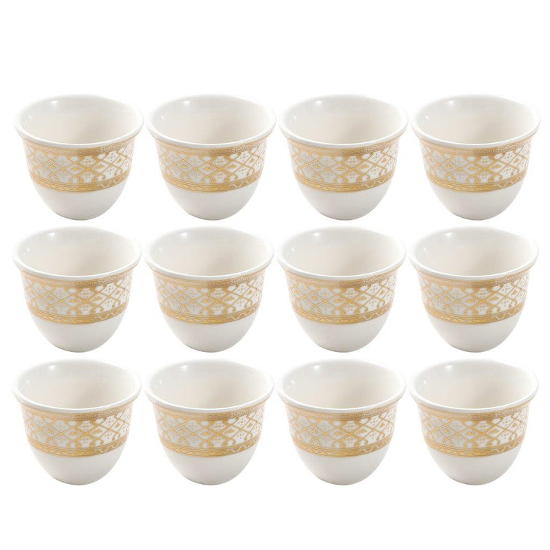 Ceramic Coffee Cawa Shafee Cup Set of 12 Pcs Abstract Design 6.5*5 cm 75 ml