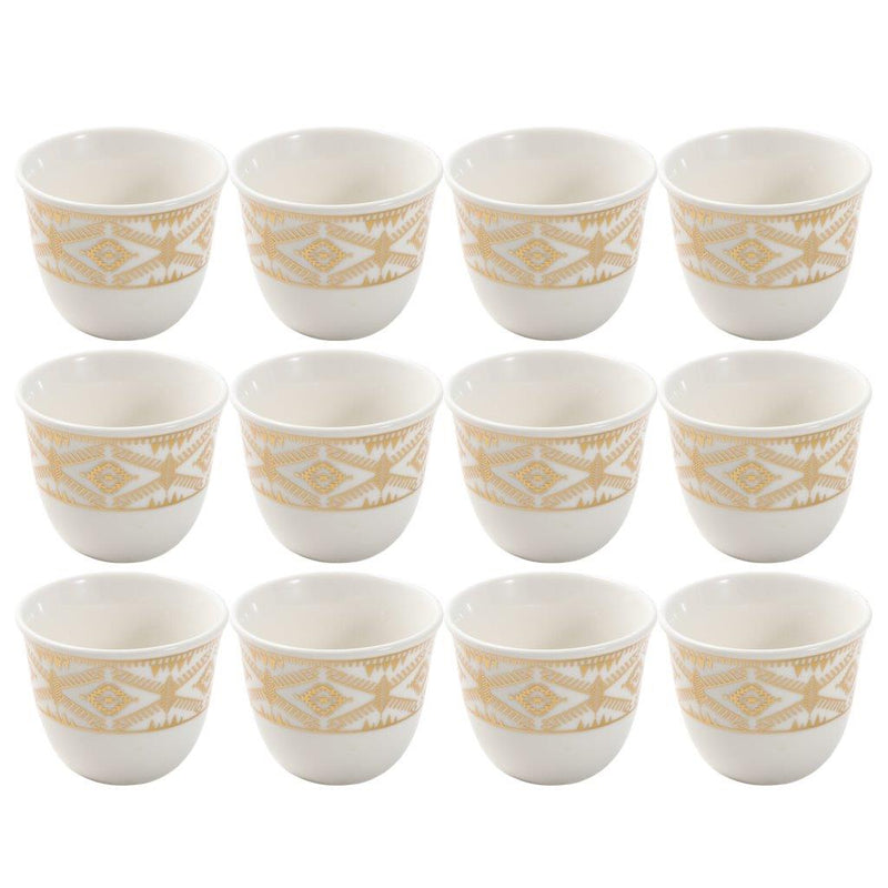 Ceramic Coffee Cawa Shafee Cup Set of 12 Pcs Abstract Design 6.5*5 cm 75 ml