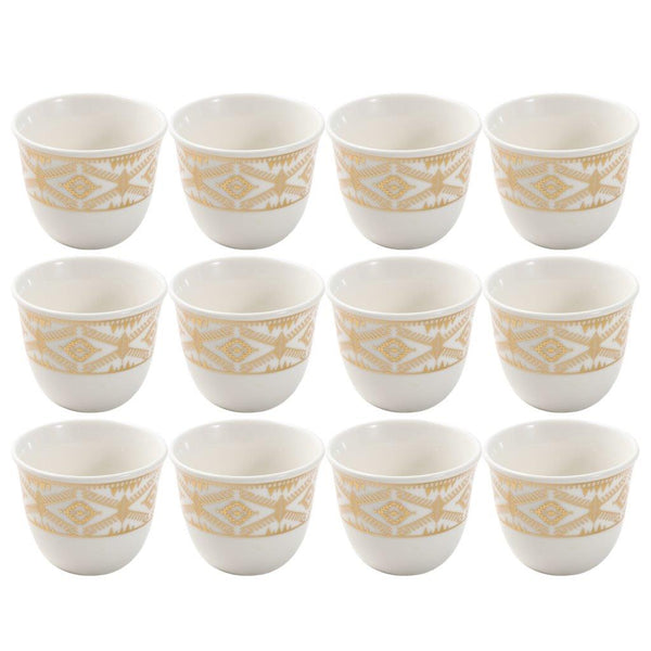 Ceramic Coffee Cawa Shafee Cup Set of 12 Pcs Abstract Design 6.5*5 cm 75 ml