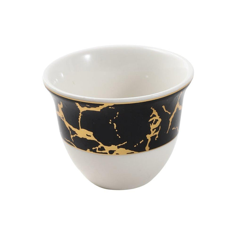 Ceramic Coffee Cawa Shafee Cup Set of 12 Pcs Abstract Design 6.5*5 cm 75 ml