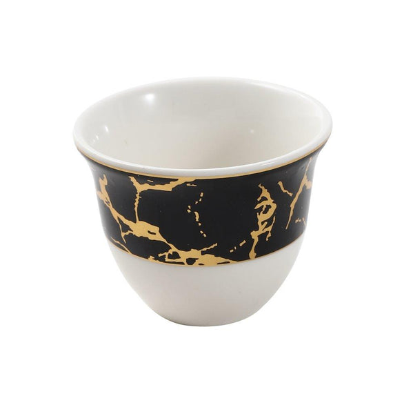 Ceramic Coffee Cawa Shafee Cup Set of 12 Pcs Abstract Design 6.5*5 cm 75 ml