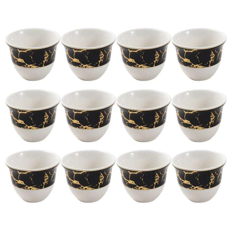 Ceramic Coffee Cawa Shafee Cup Set of 12 Pcs Abstract Design 6.5*5 cm 75 ml