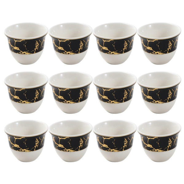 Ceramic Coffee Cawa Shafee Cup Set of 12 Pcs Abstract Design 6.5*5 cm 75 ml