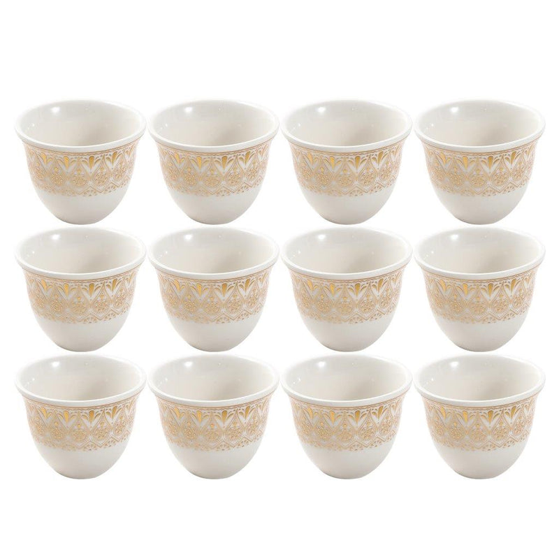 Ceramic Coffee Cawa Shafee Cup Set of 12 Pcs Abstract Design 6.5*5 cm 75 ml