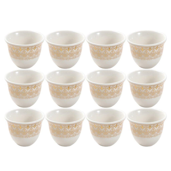 Ceramic Coffee Cawa Shafee Cup Set of 12 Pcs Abstract Design 6.5*5 cm 75 ml