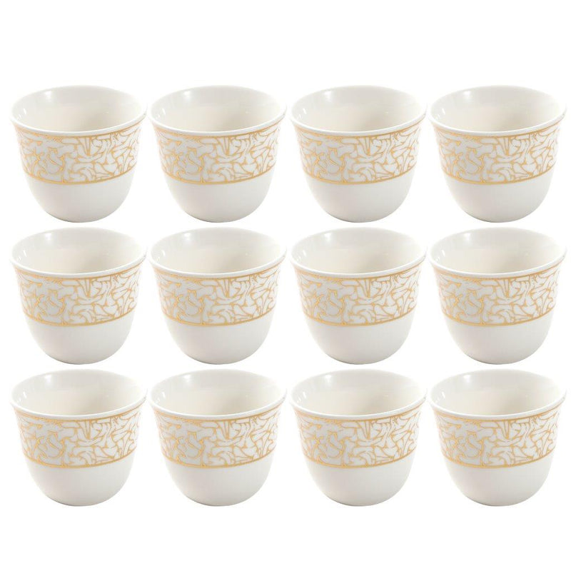 Ceramic Coffee Cawa Shafee Cup Set of 12 Pcs Abstract Design 6.5*5 cm 75 ml