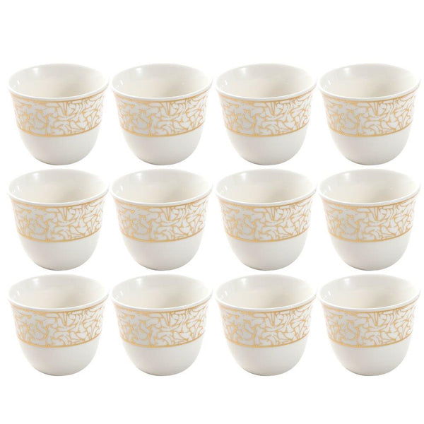 Ceramic Coffee Cawa Shafee Cup Set of 12 Pcs Abstract Design 6.5*5 cm 75 ml