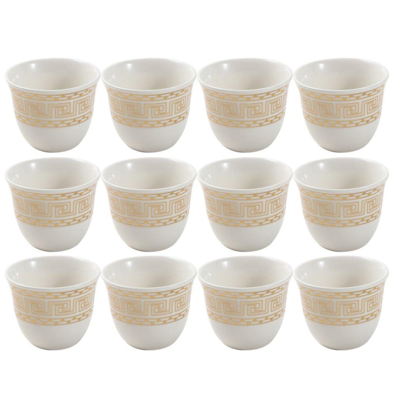 Ceramic Coffee Cawa Shafee Cup Set of 12 Pcs Abstract Design 6.5*5 cm 75 ml