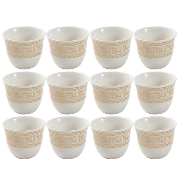 Ceramic Coffee Cawa Shafee Cup Set of 12 Pcs Abstract Design 6.5*5 cm 75 ml