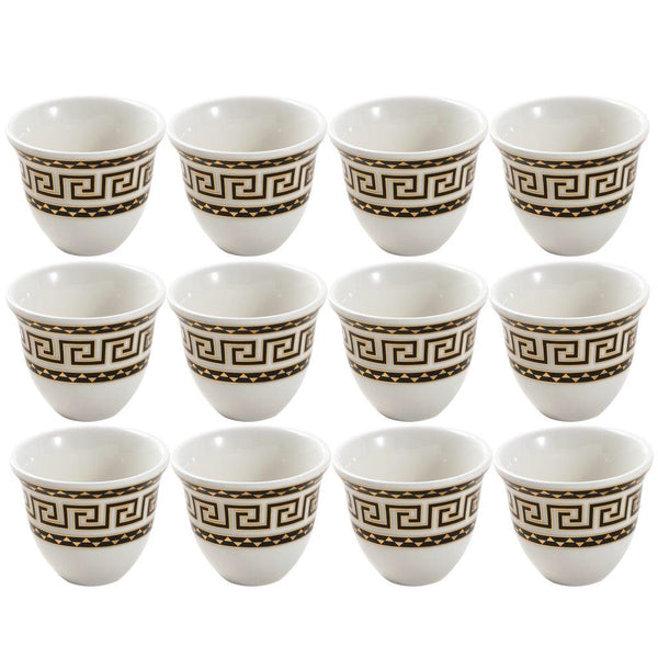 Ceramic Coffee Cawa Shafee Cup Set of 12 Pcs Abstract Design 6.5*5 cm 75 ml