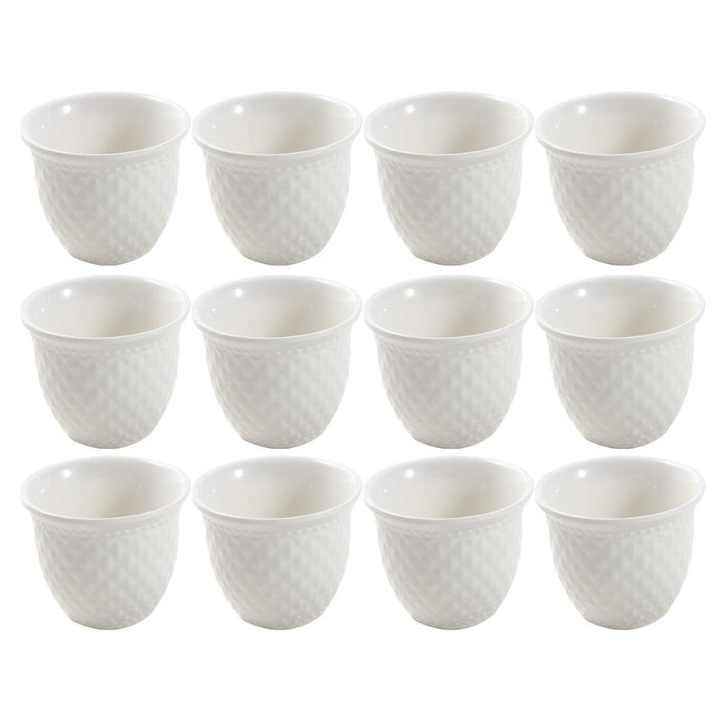 Ceramic Coffee Cawa Shafee Cup Set of 12 Pcs Abstract Design 6.5*5 cm 75 ml