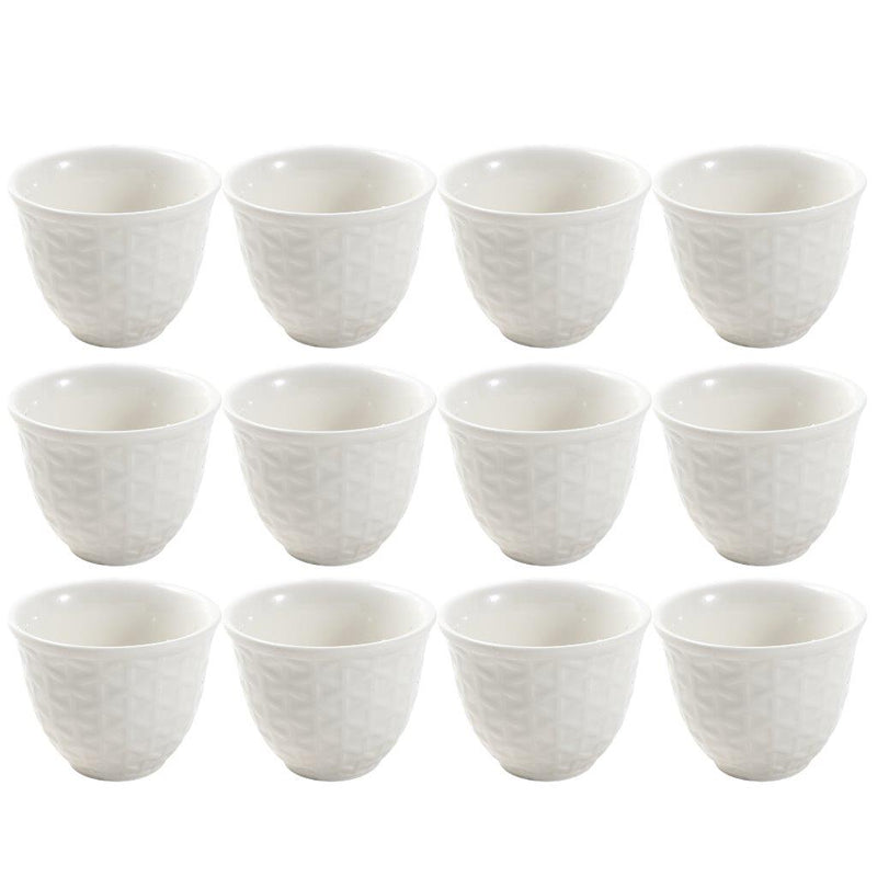 Ceramic Coffee Cawa Shafee Cup Set of 12 Pcs Abstract Design 6.5*5 cm 75 ml