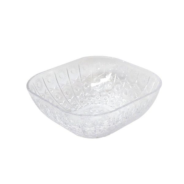 Clear Engraved Pattern Dish Bowl and Glass Serving Bowl Set of 7 Pcs 20*8cm 
10*5.5cm