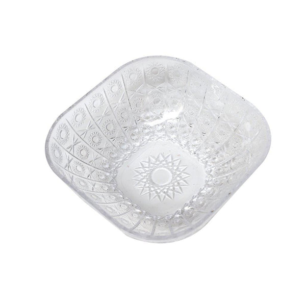 Clear Engraved Pattern Dish Bowl and Glass Serving Bowl Set of 7 Pcs 20*8cm 
10*5.5cm