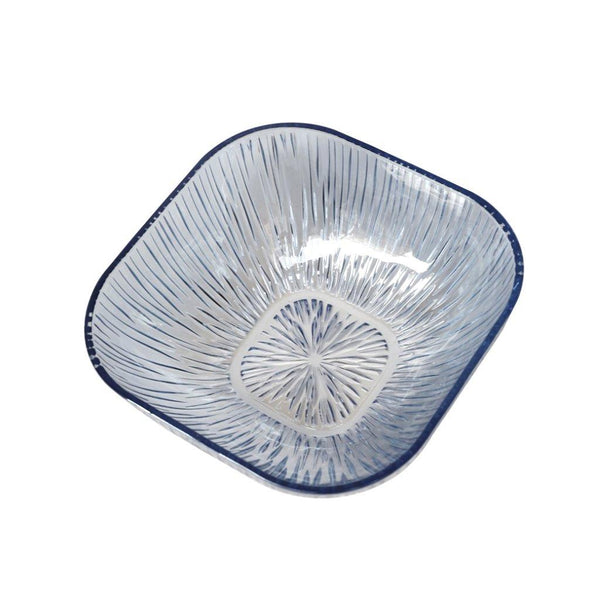 Sky Blue Engraved Pattern Dish Bowl and Glass Serving Bowl Set of 7 Pcs 20*8cm 
10*5.5cm