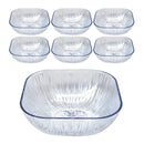 Sky Blue Engraved Pattern Dish Bowl and Glass Serving Bowl Set of 7 Pcs 20*8cm 
10*5.5cm