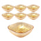 Gold Engraved Pattern Dish Bowl and Glass Serving Bowl Set of 7 Pcs 20*8cm 
10*5.5cm