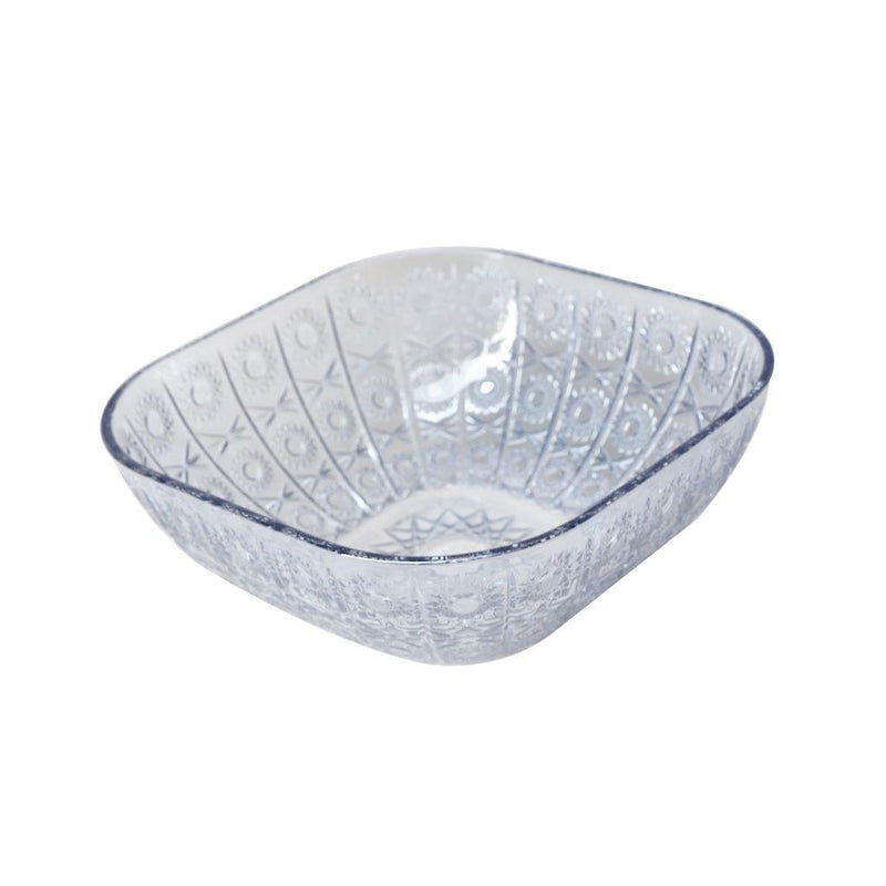 Sky Blue Engraved Pattern Dish Bowl and Glass Serving Bowl Set of 7 Pcs 20*8cm 
10*5.5cm